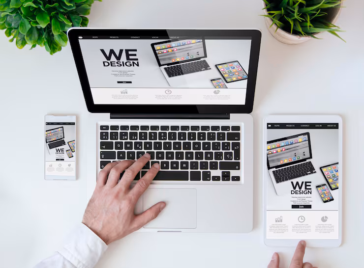 Site WordPress prêt à être publié, affiché sur ordinateur, tablette et mobile